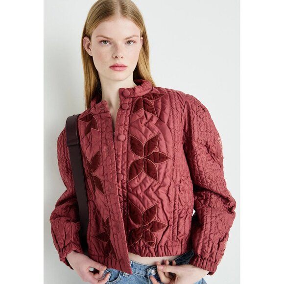 NWT Free People Quinn quilted red jacket in Marsala Red, S - Picture 11 of 16